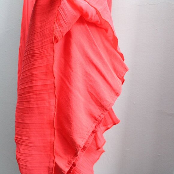 Abercrombie & Fitch Red Pleated Chiffon T-Strap Shift Open-Back Mini Dress Small - Picture 7 of 8